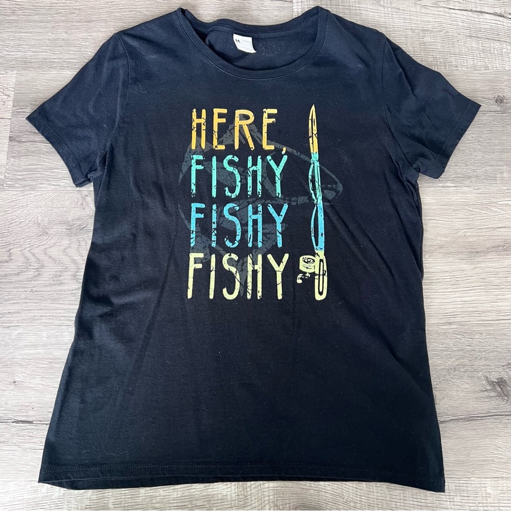 Black 'Here Fishy Fishy Fishy' T-Shirt
